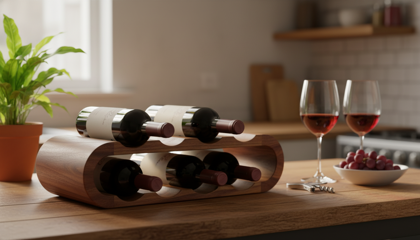 2-Tier Wooden Wine Rack for Small Spaces & Easy Pouring