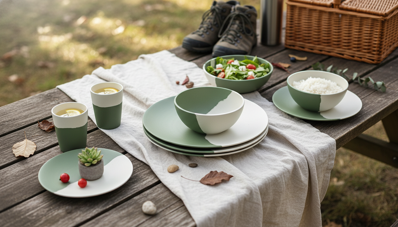 Bamboo Fiber Dinnerware: Eco-Friendly Set for Daily & Outdoor