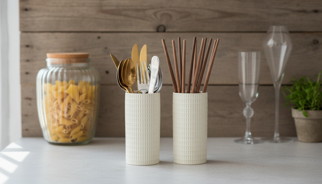 Embossed Ceramic Spoon & Chopstick Rest for Minimal Counters