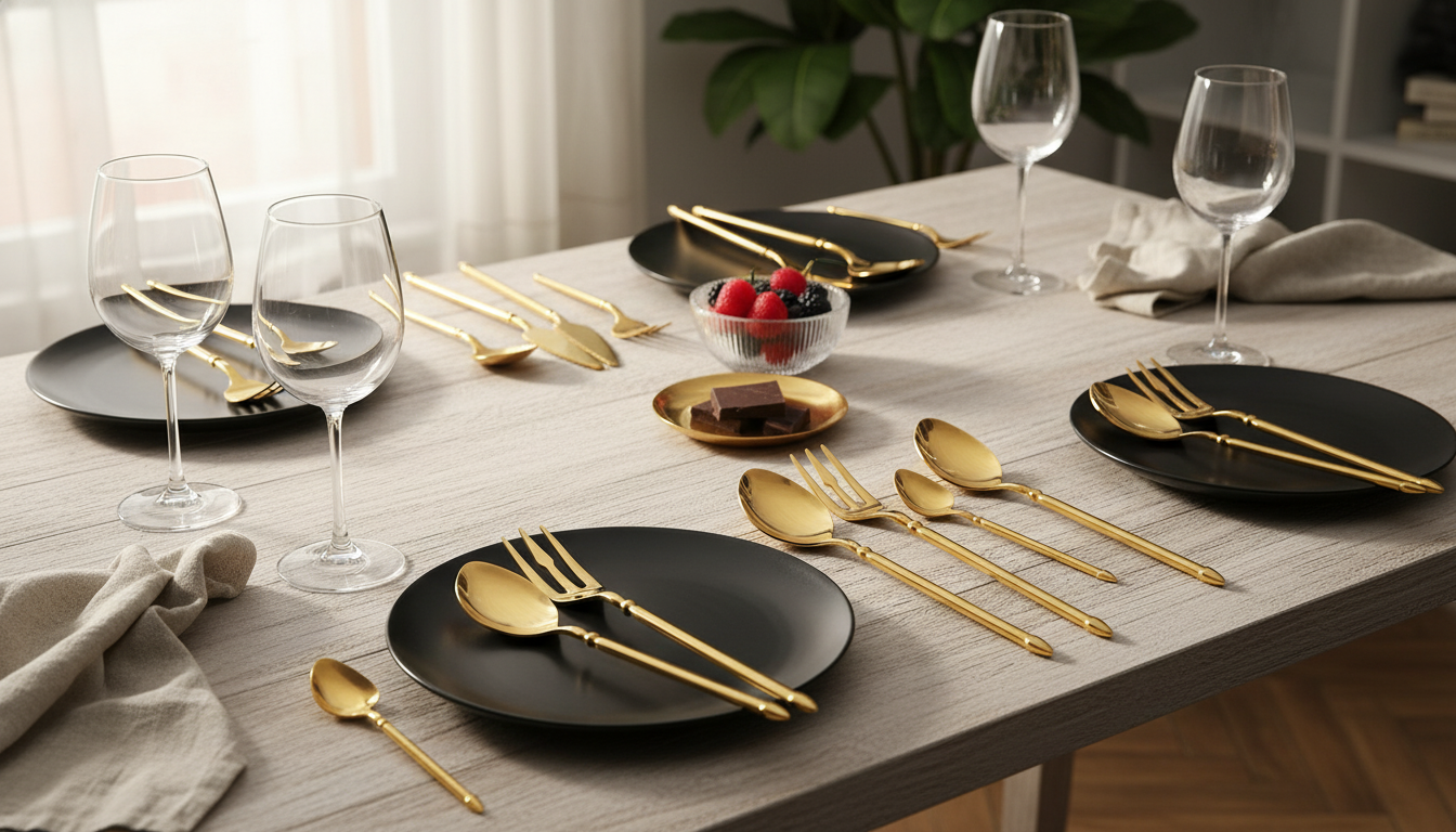 Gold Stainless Steel Cutlery Set (16-Piece) for 4
