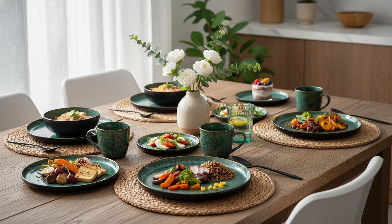 Green Reactive Glaze Dinnerware Set (24-Piece, Service for 6)