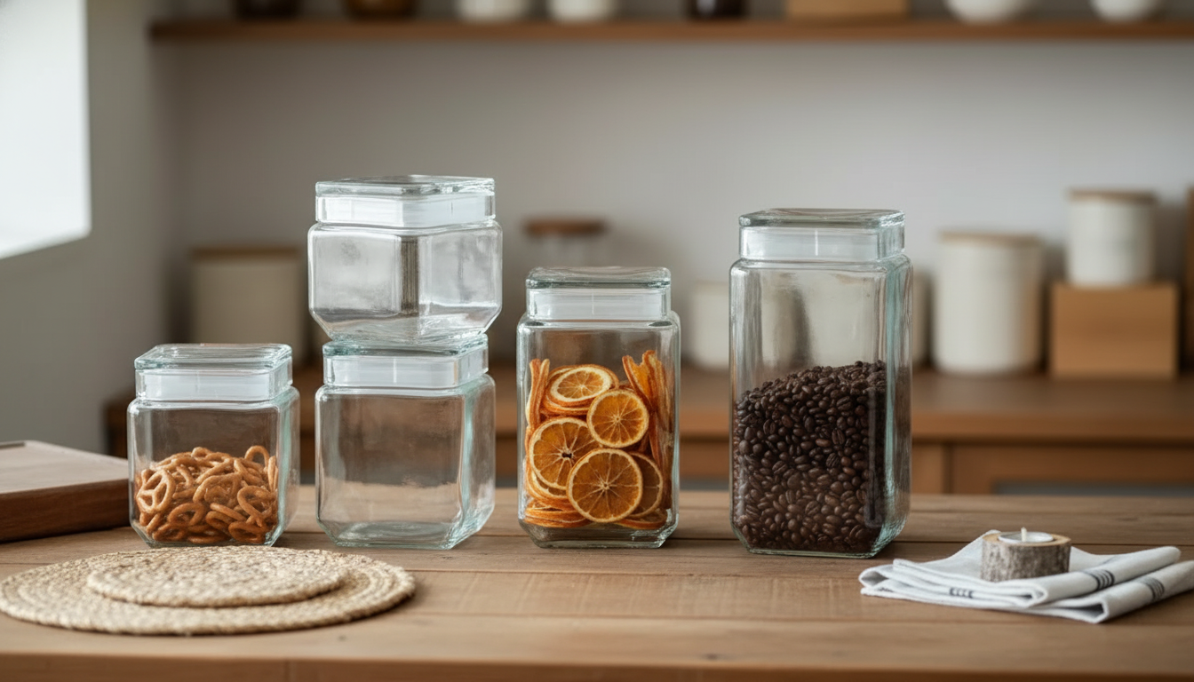 Square Glass Jar with Glass Lid for a Calm Pantry