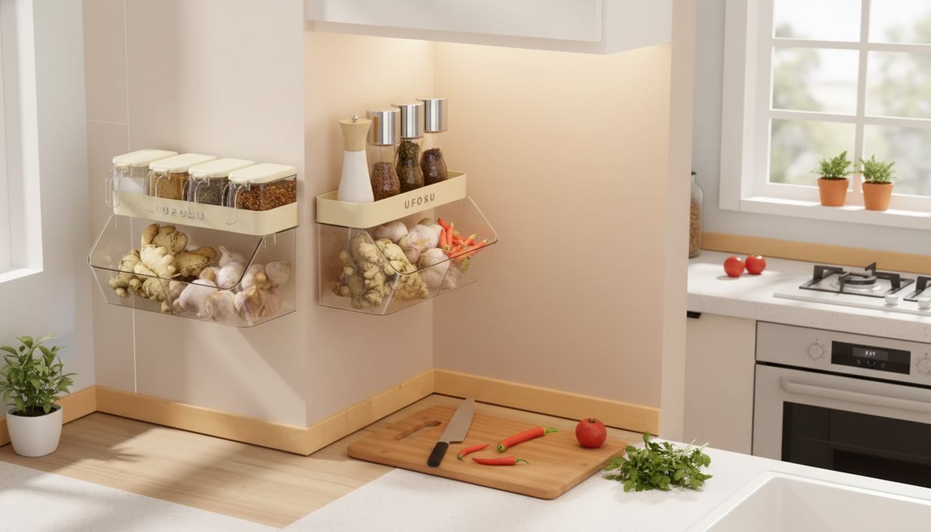Wall-Mounted Condiment Rack for Fast, Clutter-Free Cooking